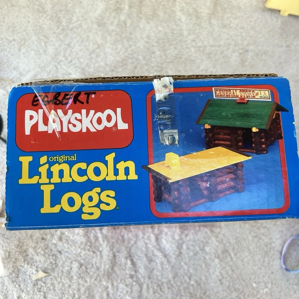 Vintage Playskool Lincoln Logs Original Box 103 Pieces 1986 Complete